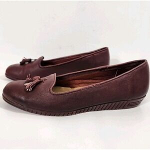 Vintage Valley Lane Burgundy Leather Tassel Loafers Slip On Comfort Shoes Size 7